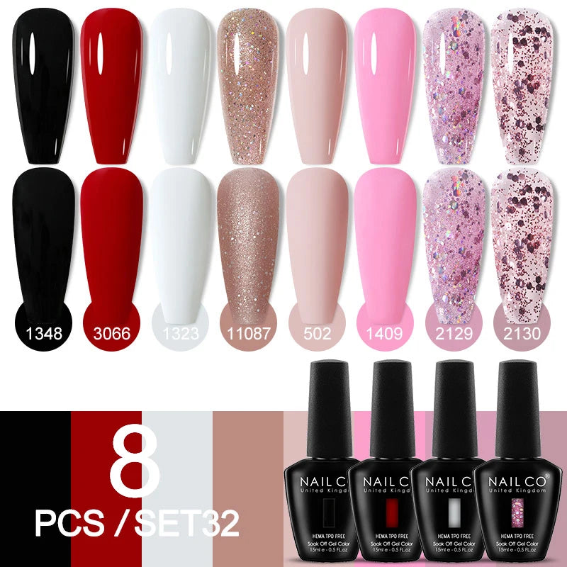 NAILCO Sparkly Rose Red Purple Gel Nail Polish Art Vernis Nails