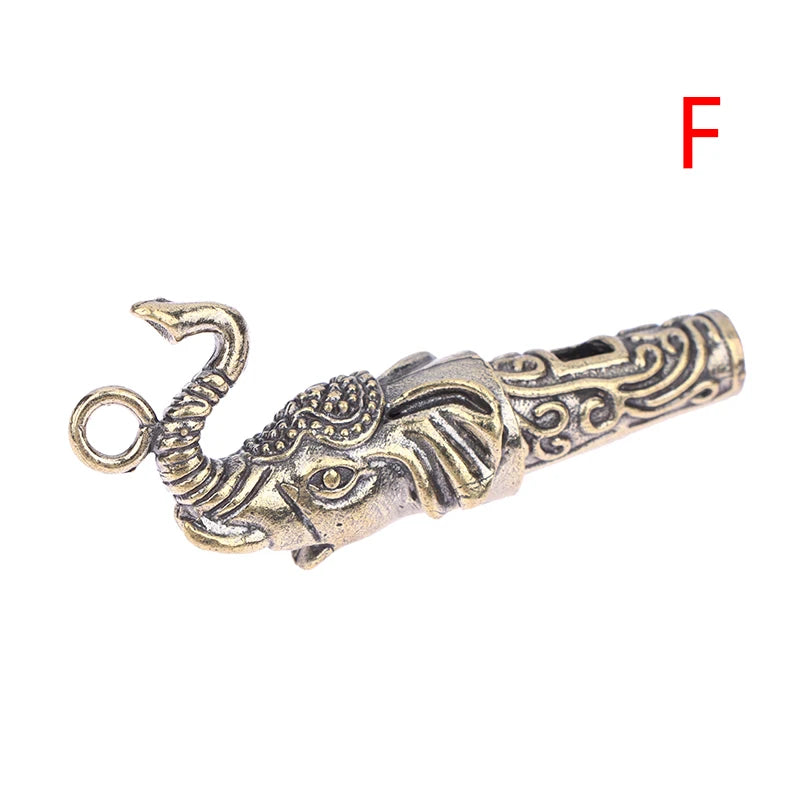Brass Whistle Keychain Pendant Outdoor Survival Portable Single Tube Qme F