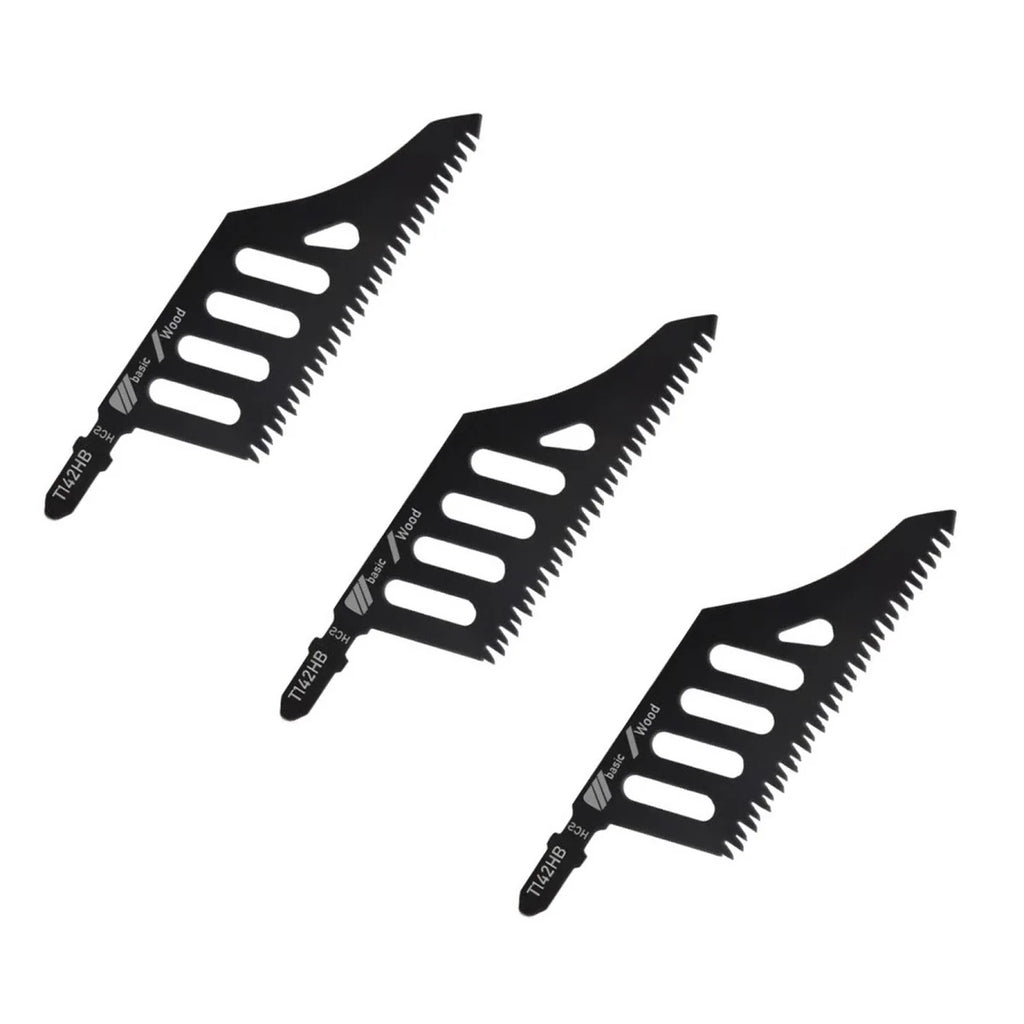 1/3pc T142HB Curve Jigsaw Blade T Shank Flush Cutting Sawwood Blade Irregular Curve Saw Blade Hardwood Plywood Cutting Tool Qme