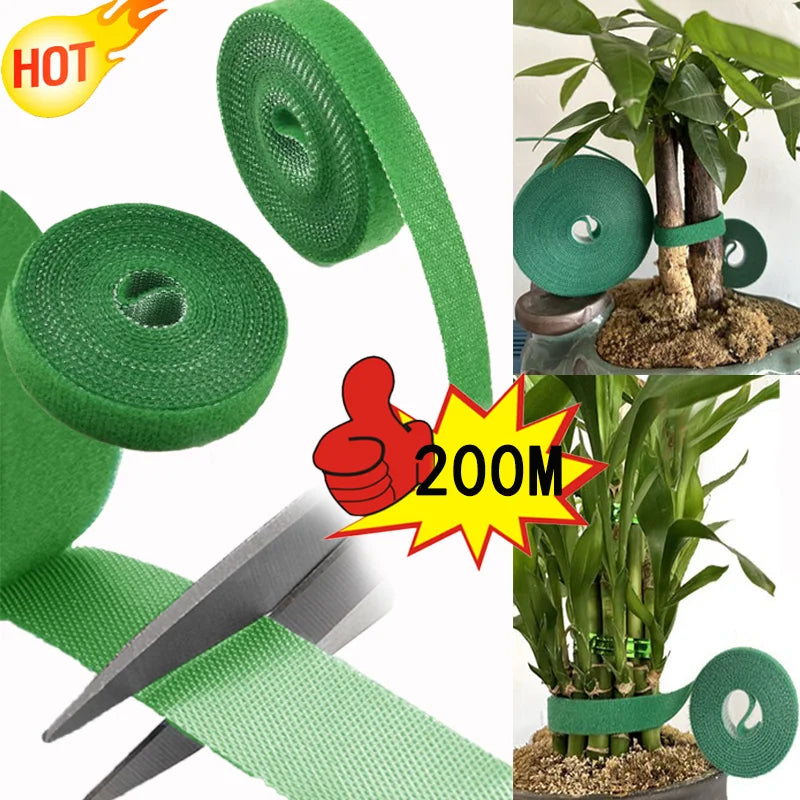 Self Adhesive Garden Tape Support For Plants Growing Climbing Reusable Plant Support Nylon Cable Tie Fastener Garden Accsesories Qme 1M(1Roll)