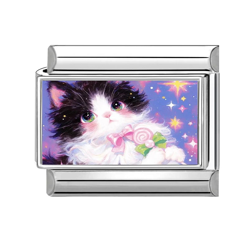 Fashion Purple Series Flowers Cats Dogs Pet Italian Charms Fit