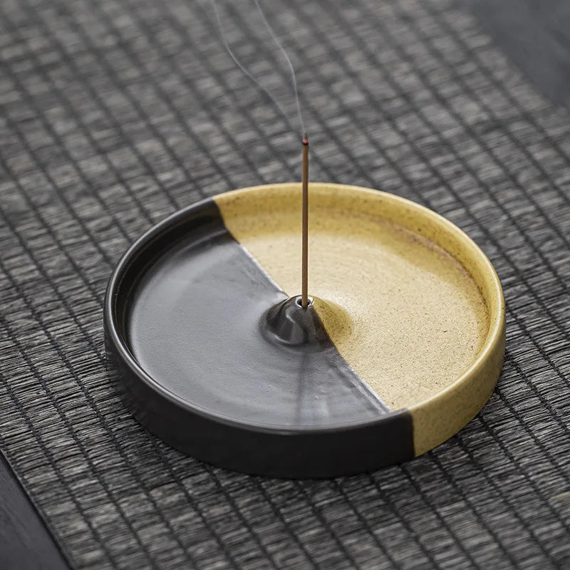 Artistic Carp Ceramic Censer Handcrafted Incense Tray Household Qme yellow black M