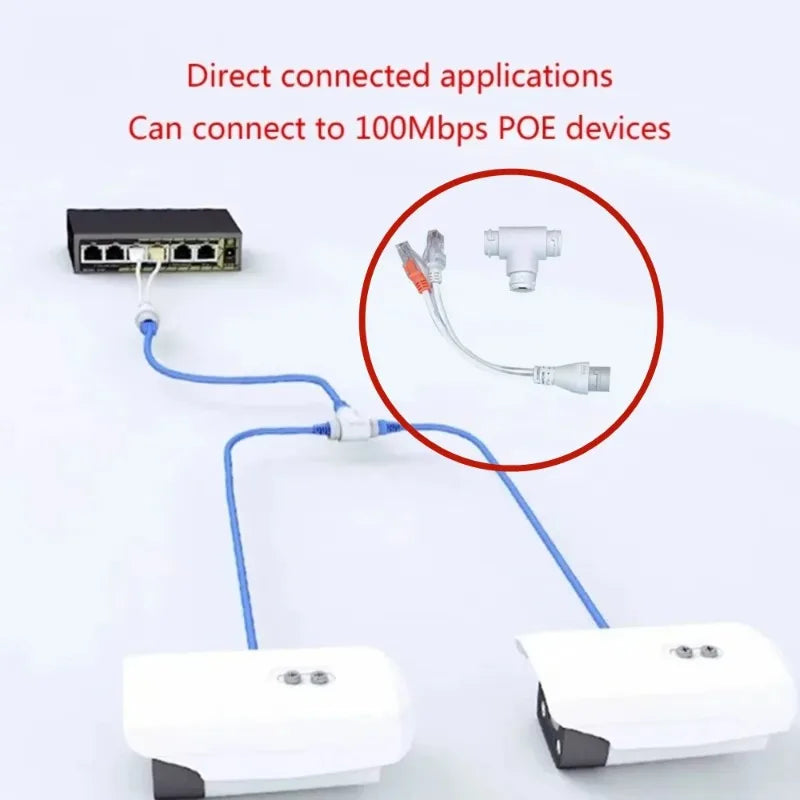 2PCS Ethernet Cable Splitter 1 to 2 Adapter RJ45 4P8C PoE Converter Connector Qme