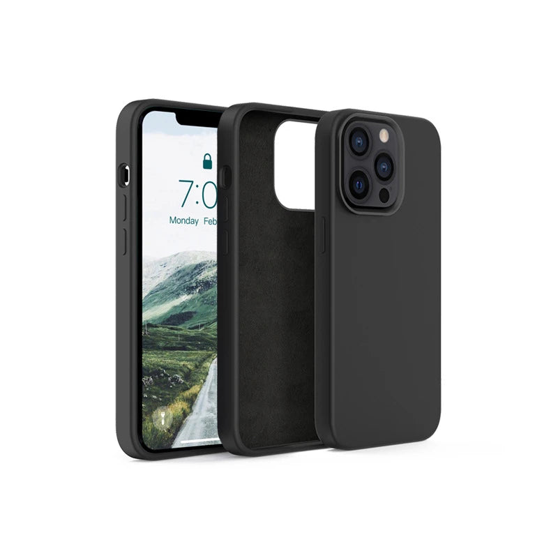 New Phone Case For IPhone 15 14 13 11 12 Pro Max X XS Max 15 Plus Soft Silicone Solid Color Fall and Collision Protection Cover Qme