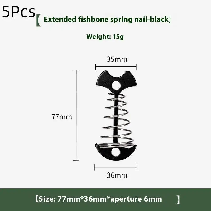 Camping Deck Nails Spring Fish Bone Wooden Board Tent Pegs Ground Qme Black