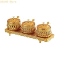 Condiment Holder Seasoning Storage Canisters Lid Spoon Sturdy Base Qme three cans CN
