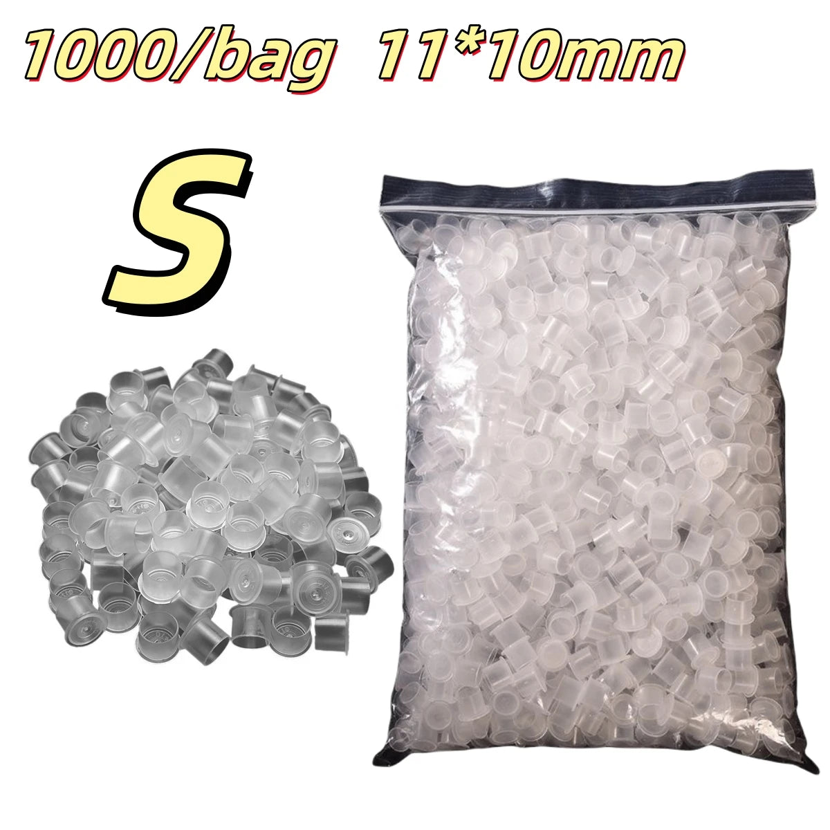 ROKYO 1000PCS Disposable Steady Tattoo Ink Cups Plastic Pigment Clear Holder Container Caps Permanent Makeup Microblading Supply Qme S 1000PCS