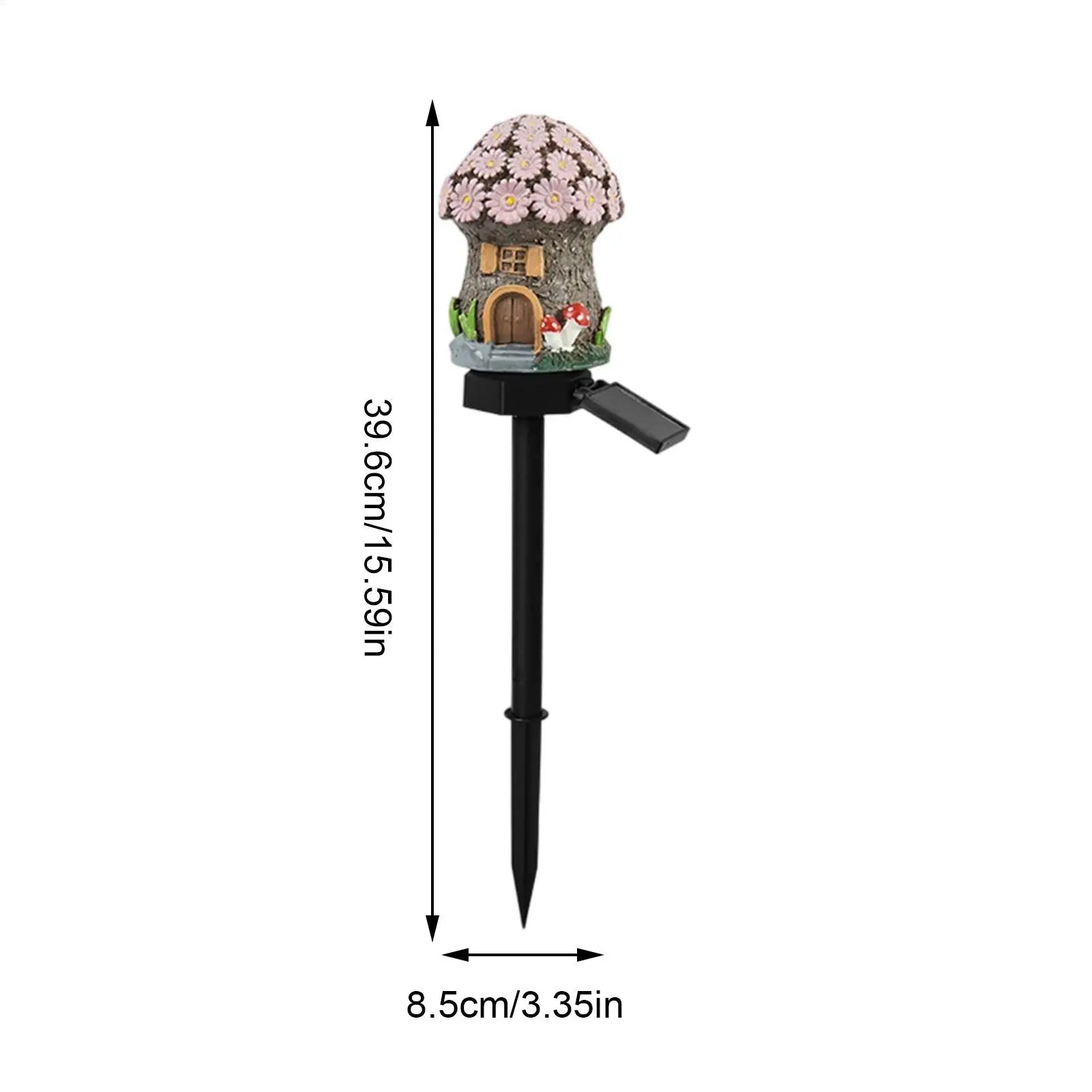 Solar Mushroom Waterproof Resin Pathway Auto Off Lamp Fairy Houses Qme