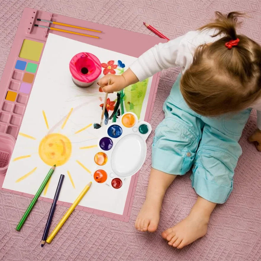 1PCS Silicone Painting Pad Brush Holder Crafts Silicone Pad Multifunctional Silicone Art Painting Art Clay Graffiti Mat Washable Qme