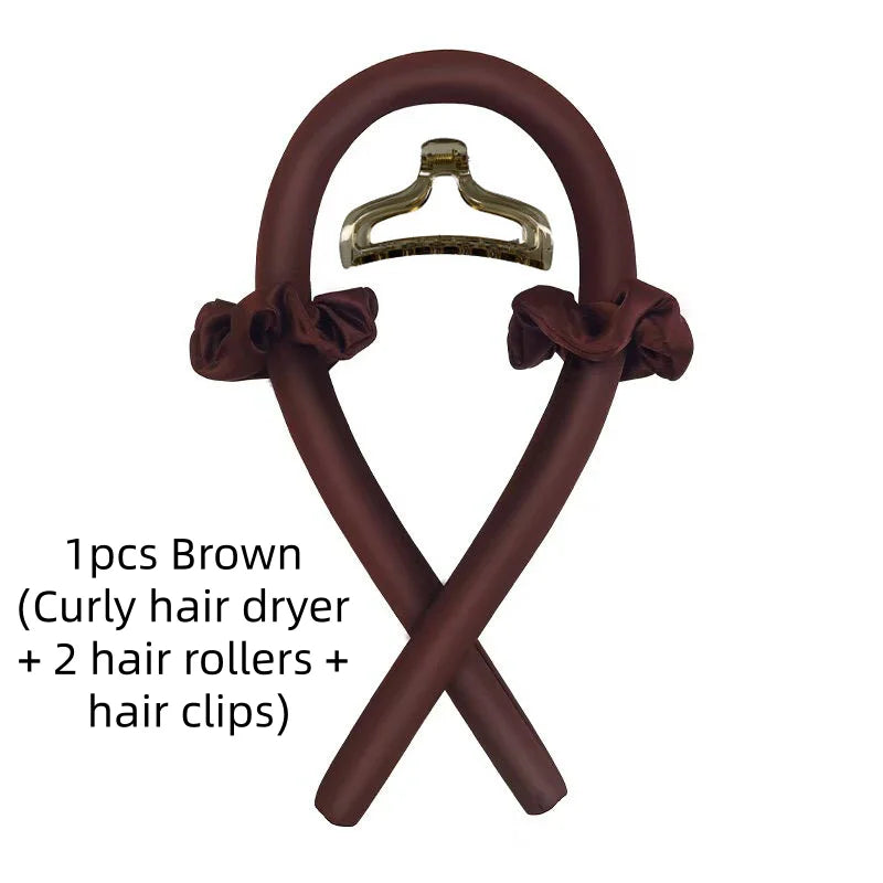 1/3/5pcs mix Woman Foam Heatless Curling Rod Headband Make Hair Soft Shiny Hair Curler Iron Hairdressing Big Wave Curling Qme 1pcs brown