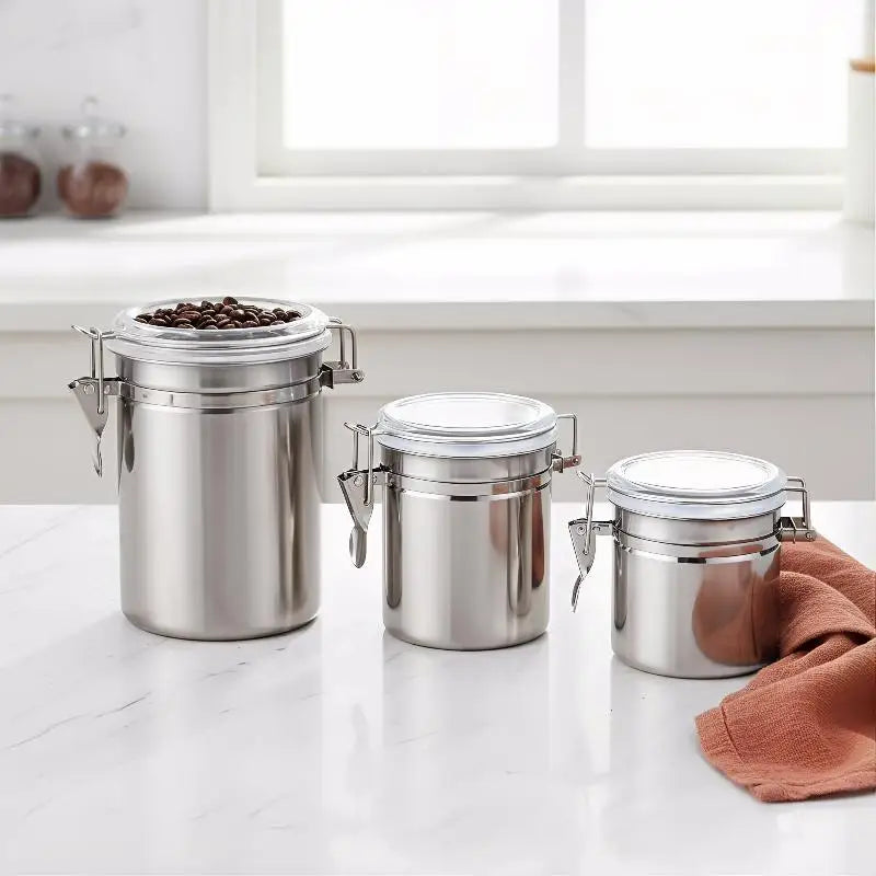 304 Stainless Steel Airtight Food Container Moisture-Proof Grain Storage Can for Kitchen Qme