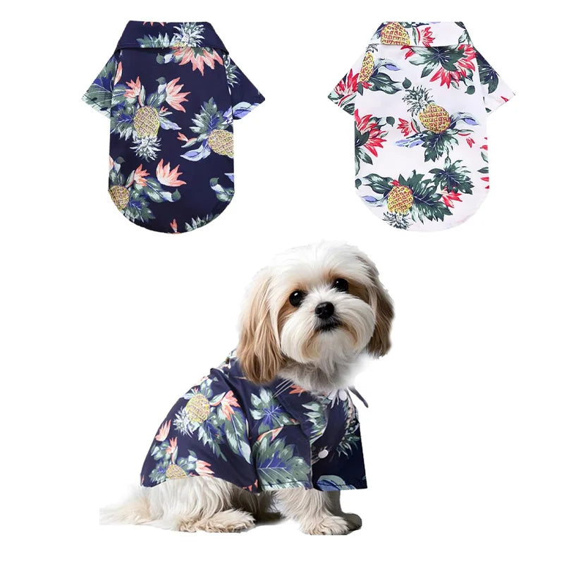Dog shirt Hawaii pet vest summer beach clothing, pet T-shirt vest clothing suitable for small and large cats and dogs Qme