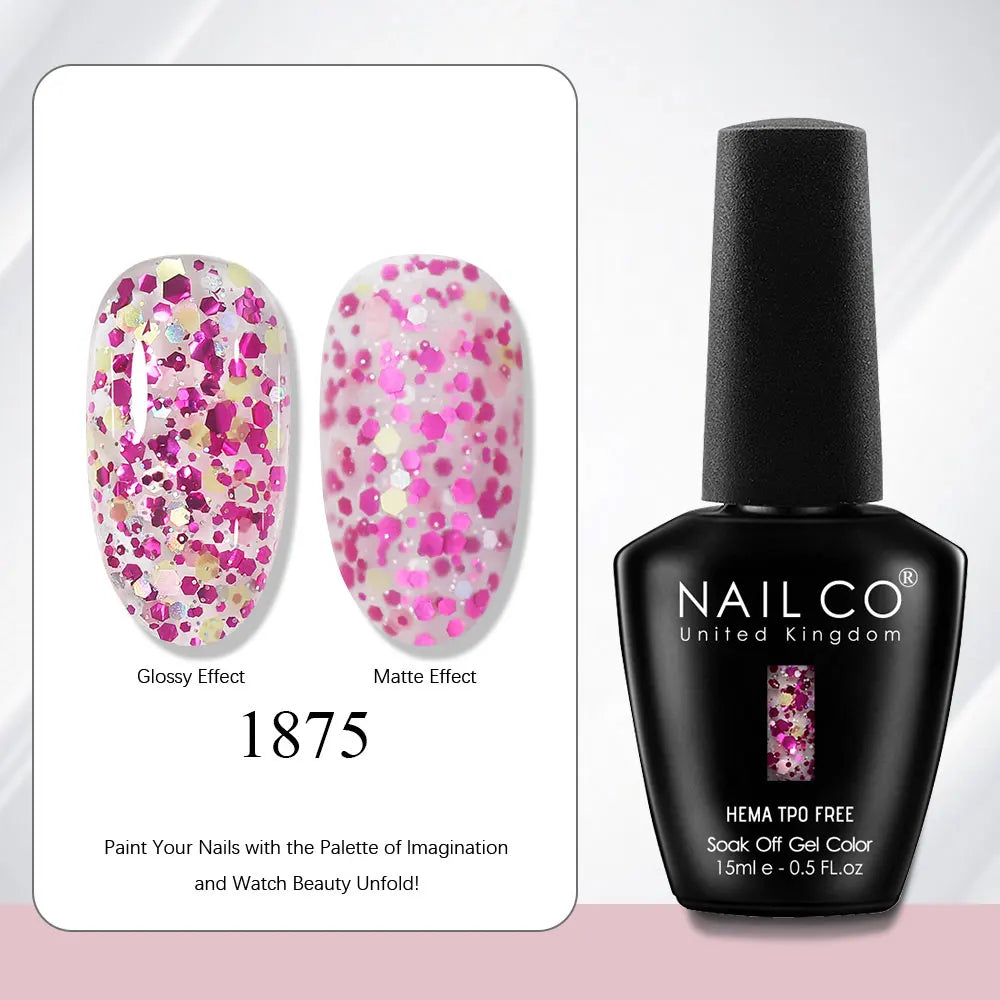NAILCO Gel Nail Polish Nails Semi-permanent UV Varnish Glitter Glass