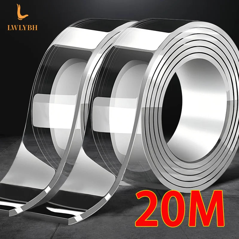 Nano Double sided Adhesive Tape Extra Strong Waterproof Transparent Traceless Tape Thickened Reusable Decorative Tape Home Tools Qme
