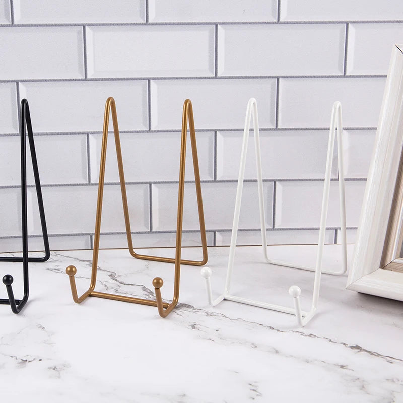 Iron Art Magazine Display Stand Dish Rack Picture Frame Photo Book Pedestal Holder Storage Ornaments Tabletop Art Qme