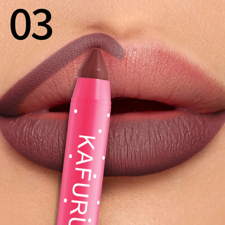 15 Colors Lipstick Pencil Waterproof Sexy Red Matte Contour Tint Qme 03