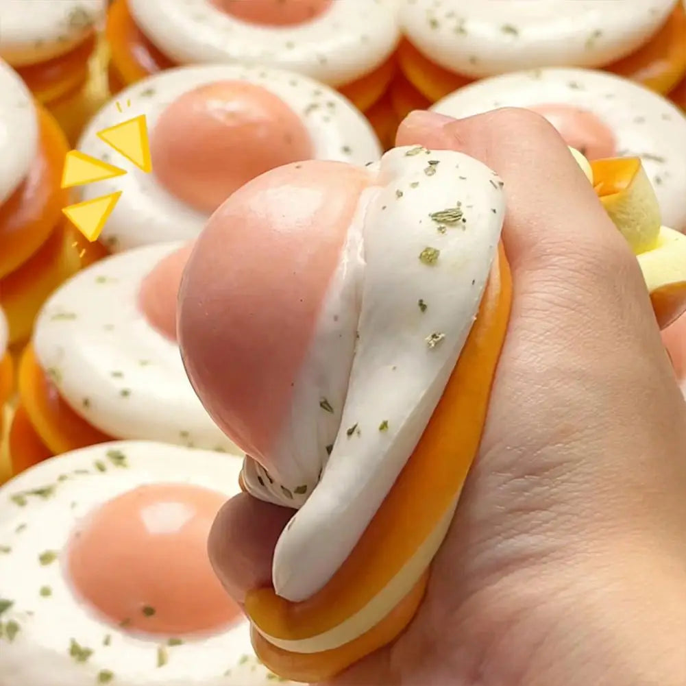 Fried Egg Toast Squishy Fun Scented Slow Rise Toy Realistic Qme