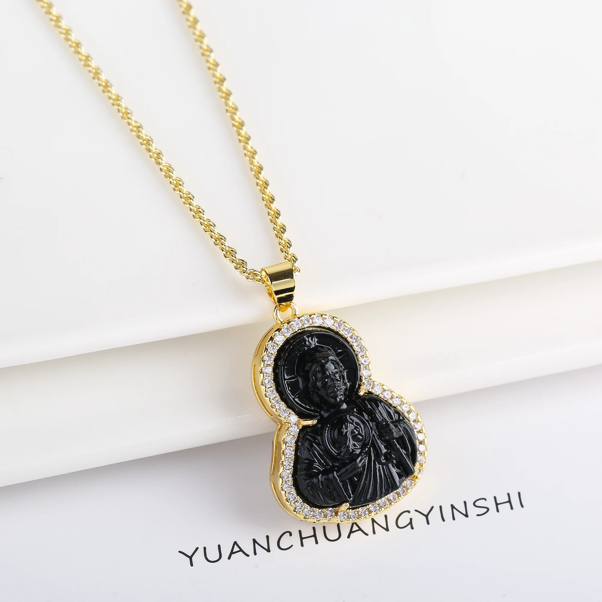 Punk Religious Character Judas Zirconia Pendant Necklace Fashion for Man Woman Christian Catholic St. Jude Jewelry Daily Wear Qme Black 1