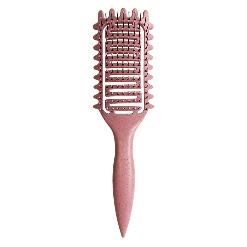 Curl Define Styling Brush Hollow Out Detangling Hair Brush Tangled Wet Curly Hair Comb Shaping Curls Barber Hairdressing Tools Qme 1Pc Pink