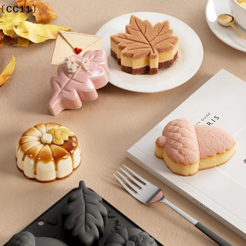 Silicone Fall Baking Mold Non Stick 6 Cavity Pumpkin Leaf Acorn Qme