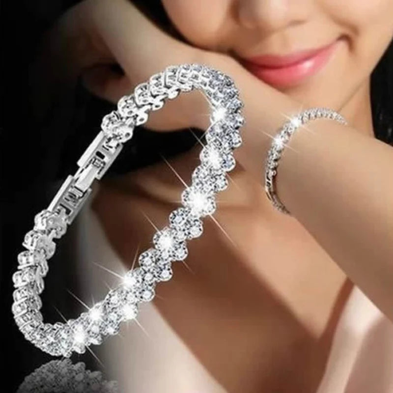Fashionable Magnetic Gold Chain Crystal Bracelet Women Stylish Female Qme