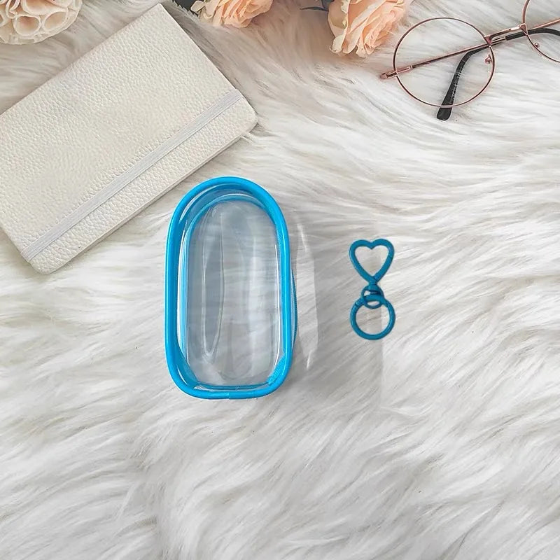 Suitable for 10cm stretch cloth and plush toy protective cover, with transparent strap hanging PVC display bag Qme Blue