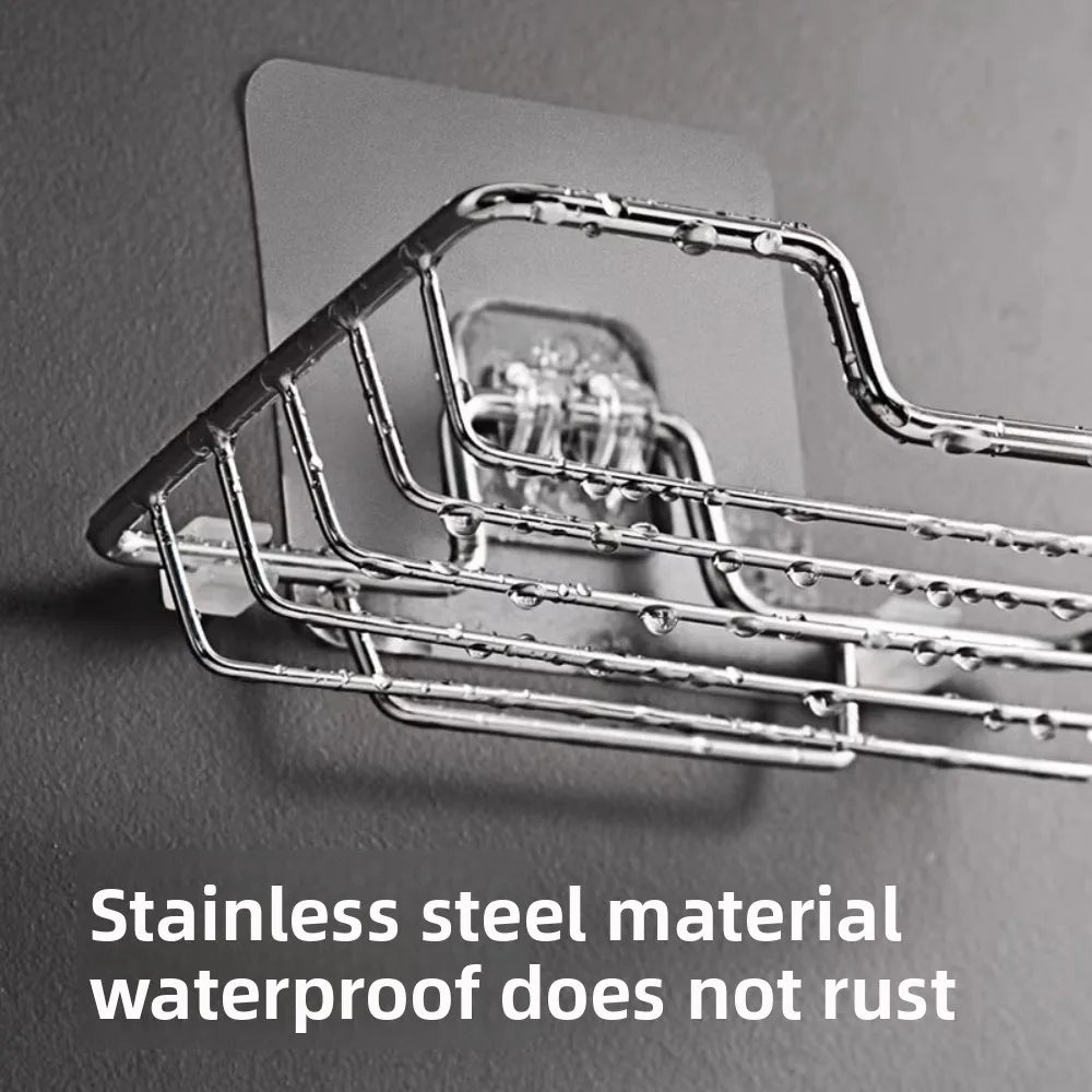 Self Adhesive Stainless Steel Soap Dish 1/3/5Pcs Wall Mounted Soap Drain Rack Bathroom Shower Soap Holder Storage Organizer Qme