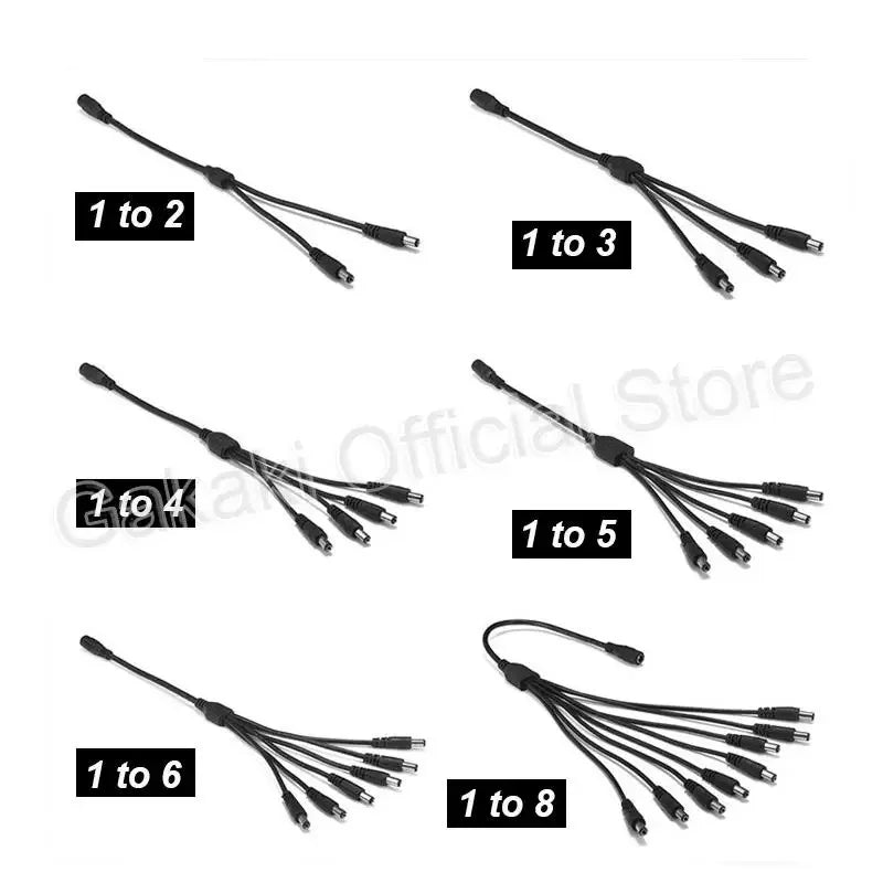 4PCS 5.5x2.1mm DC 1 to 2 Splitter Cable 5521 Y-shaped 3-way Female to Male 1 to 3/4/5/6/7 Adapter Qme