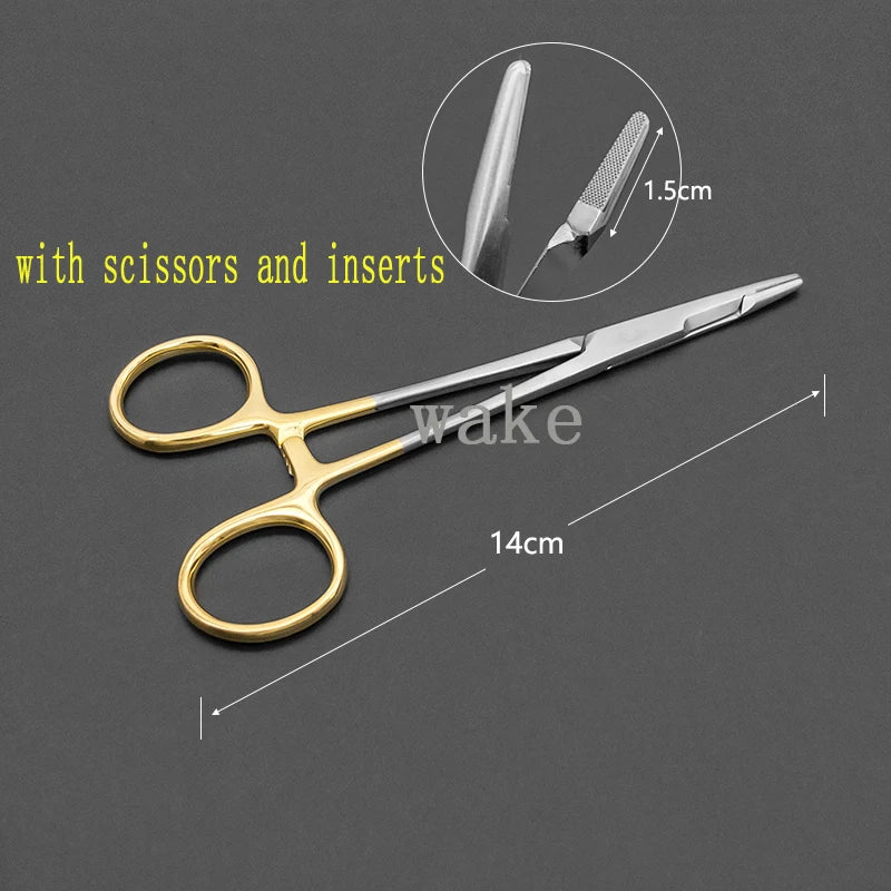 Stainless Steel Needle Holder Insert Scissors Ophthalmic Instrument Qme 14cm B