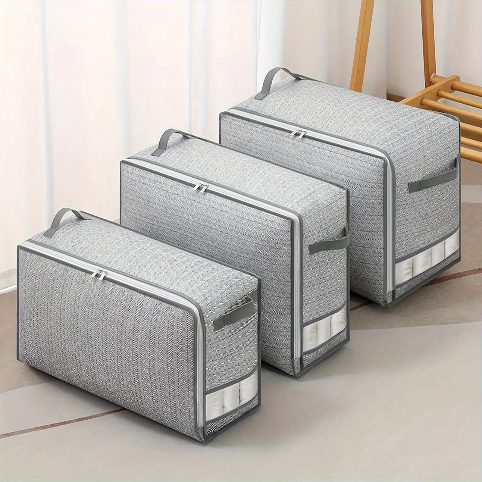 Household Anti-Humidity Cotton Quilt Large Capacity Dustproof Bag Foldable Moving Storage Bag Storage Bag with Visible Window Qme