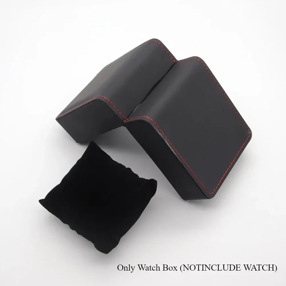 Lnofxas Black Single Watch Gift Box with Pillow PU Leather Wristwatch Display Case Organizer for Men Qme 59MatteBR