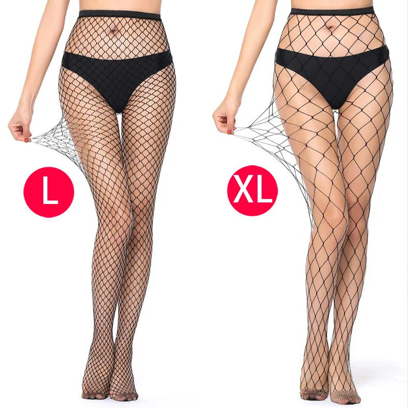 Women Black Long Sexy Hollow Out Fishnet Body JK Stockings Pantyhose Qme