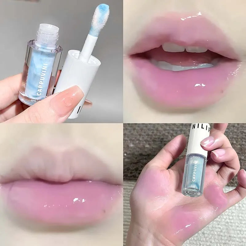 Temperature Changing Lip Gloss, Waterlight Icy Mirror Finish Lip Stain, Natural Color Enhancing Lip Balm, Hydrating Non-Sticky Qme 01 blueberry