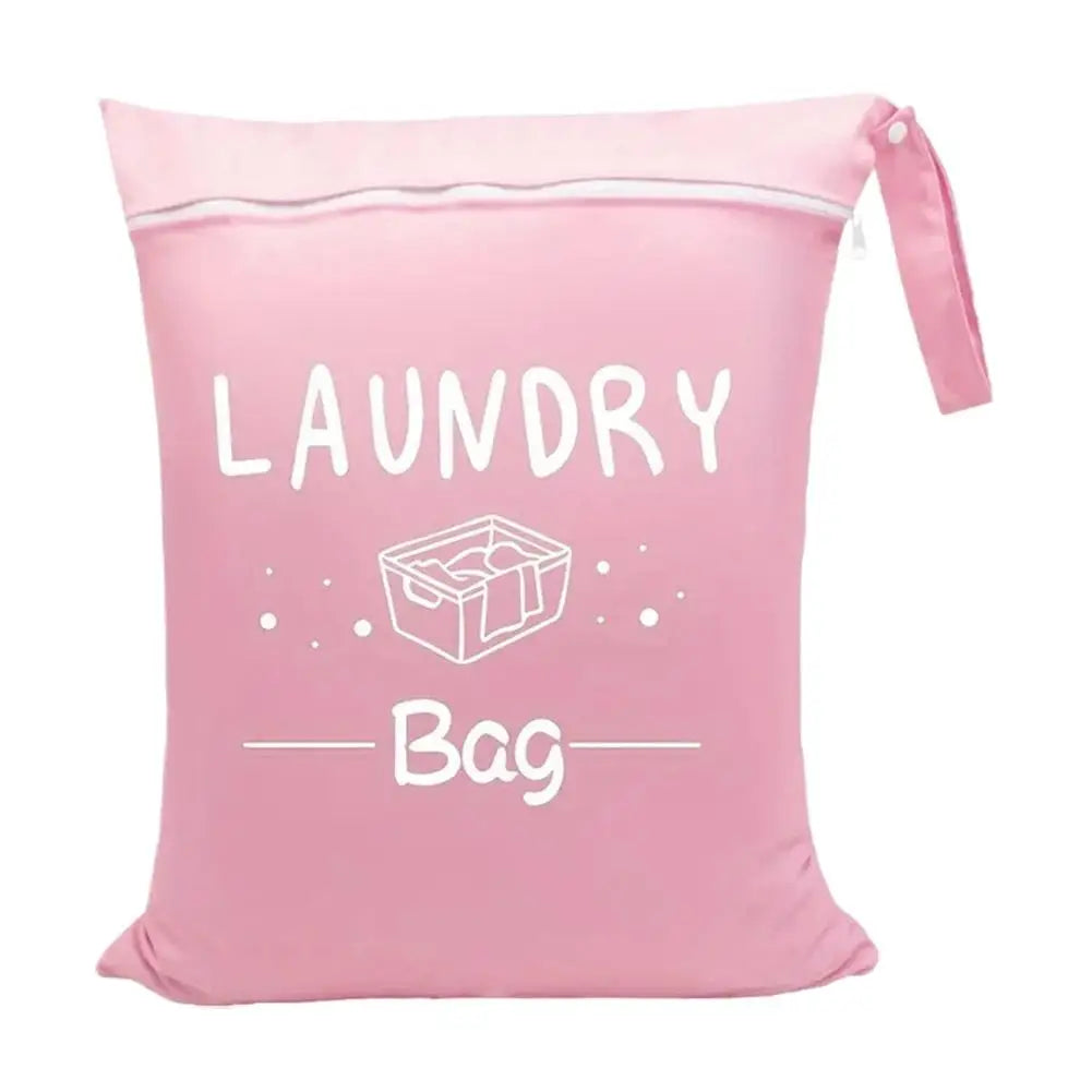 Travel Laundry Bag with Zipper Waterproof Dirty Clothes Storage Pouch Portable Drawstring Laundry Organizer for Suitcase/Dorm Qme Pink