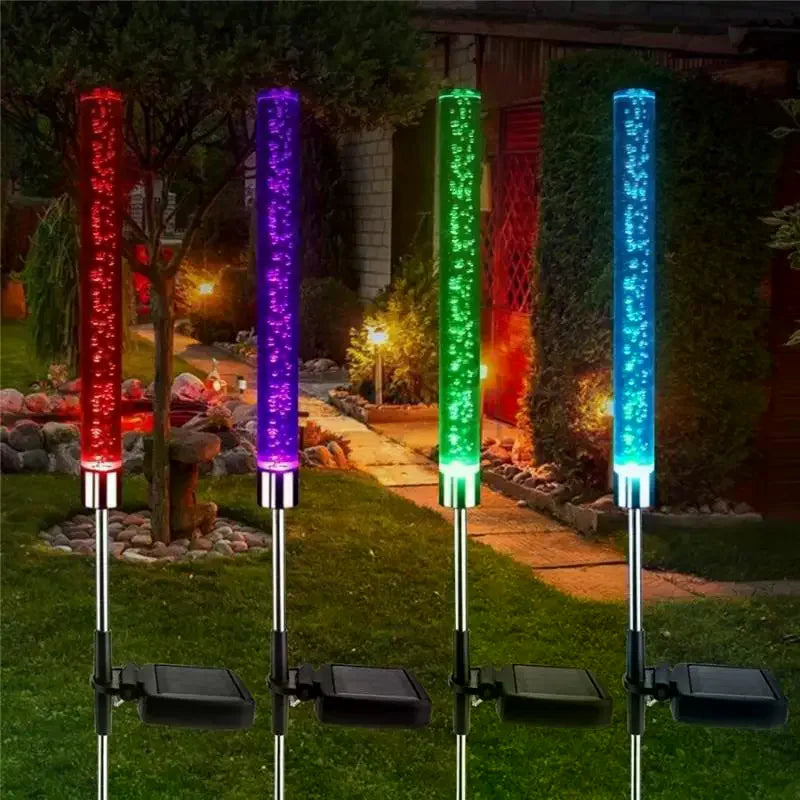 Solar Bubble Bar Garden Light Outdoor Changing Landscape Path Terrace Qme