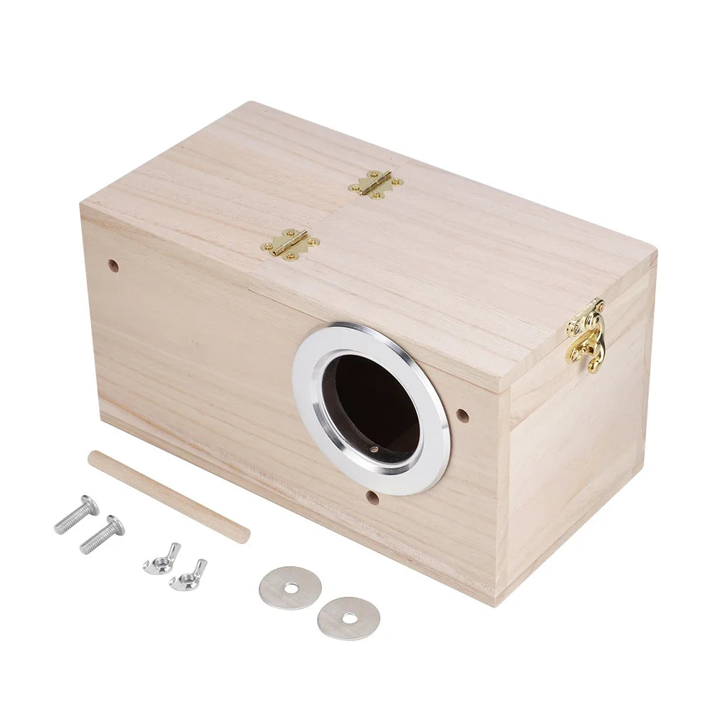 Wooden Bird Breeding Box Parrot Nesting House 13x13x24.5cm for Budgie Cockatiel Lovebird Cage Accessories Nesting Cage Qme right