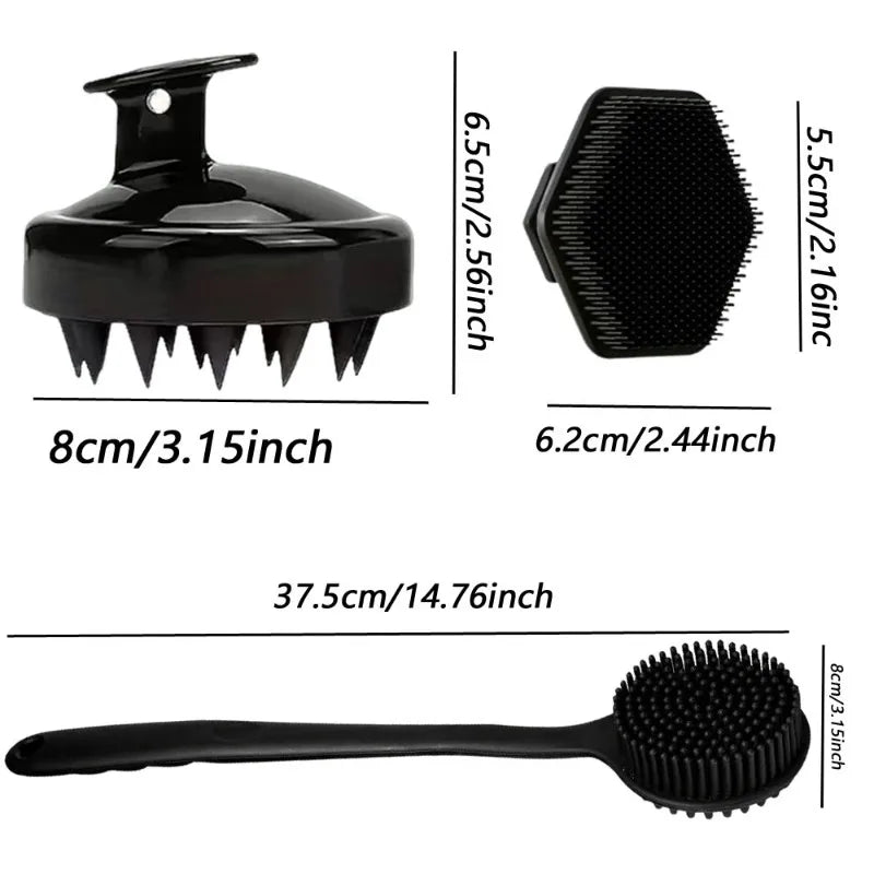 Long Handle Bath Brush Shampoo Scalp Massage Gentle Exfoliating Qme
