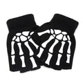 Skull Punk Gloves Black Neutral Half Finger Ghost Claw Knitted Qme black