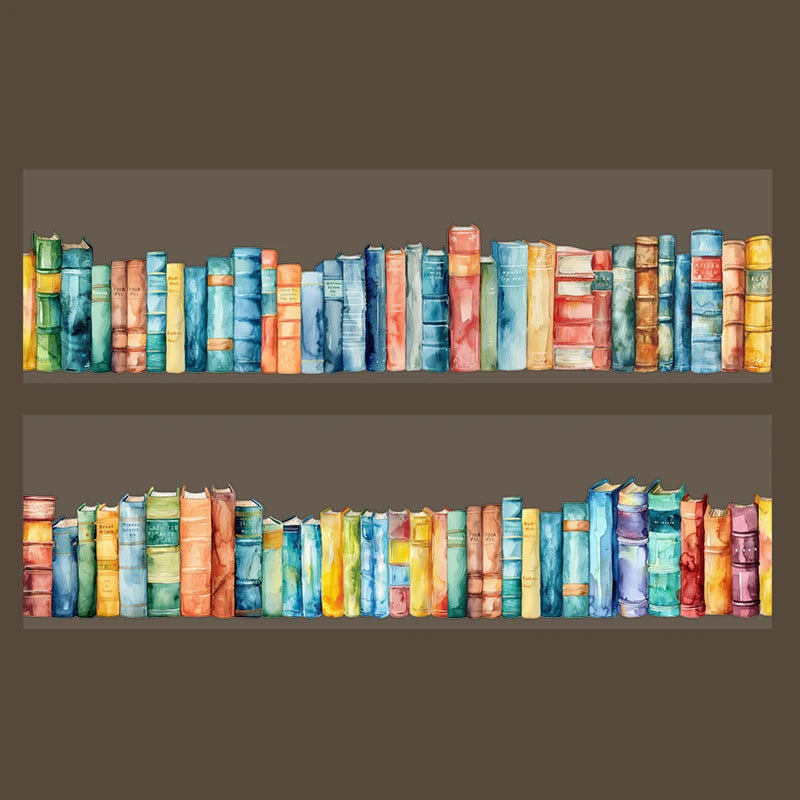 Tape 50mm*2m Book Sea Reading Scenic PET Tape Manual Stationery DIY Handmade & Scrapbook Journaling Decorative Washi Tape Qme 6
