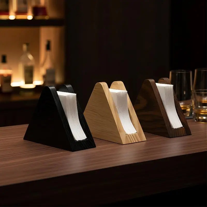 Wood Tissue Dispenser, Non-Slip Bottom Napkin Organizer, Decorative Paper Storage Box for Bathroom, Kitchen & Bedroom Countertop Qme