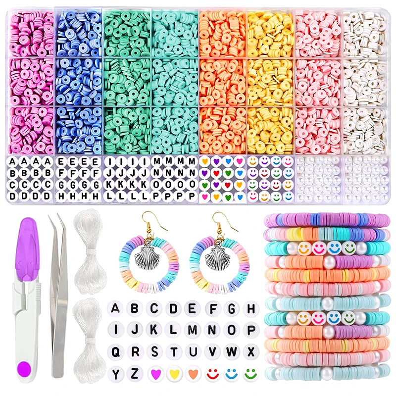3860PCS Flat Clay Beads Bracelet Making Kit Acrylic Letter Beads Kit for Friendship Bracelets Jewelry Making DIY Crafts Gifts Qme