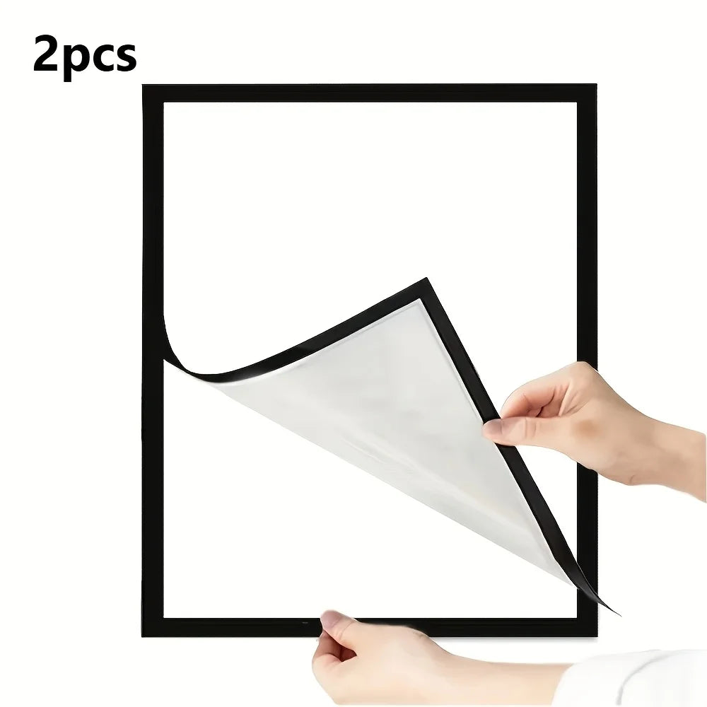 2pcs Magnetic Self-Adhesive Picture Frames - Portable Wall-Mountable Plastic Photo And Document Display Frames Qme 2pcs