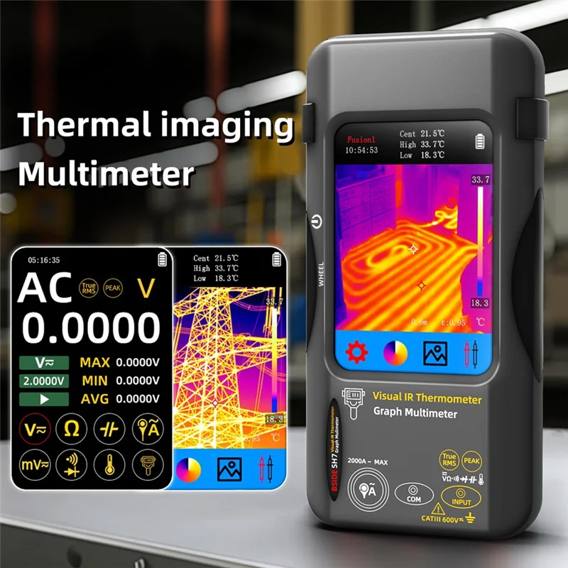 A02F-Thermal Imaging Camera Multimeter 320X 320 Resolution 25Hz Infrared Thermal Camera 15 Thermal Palettes -Ranging Tester Qme