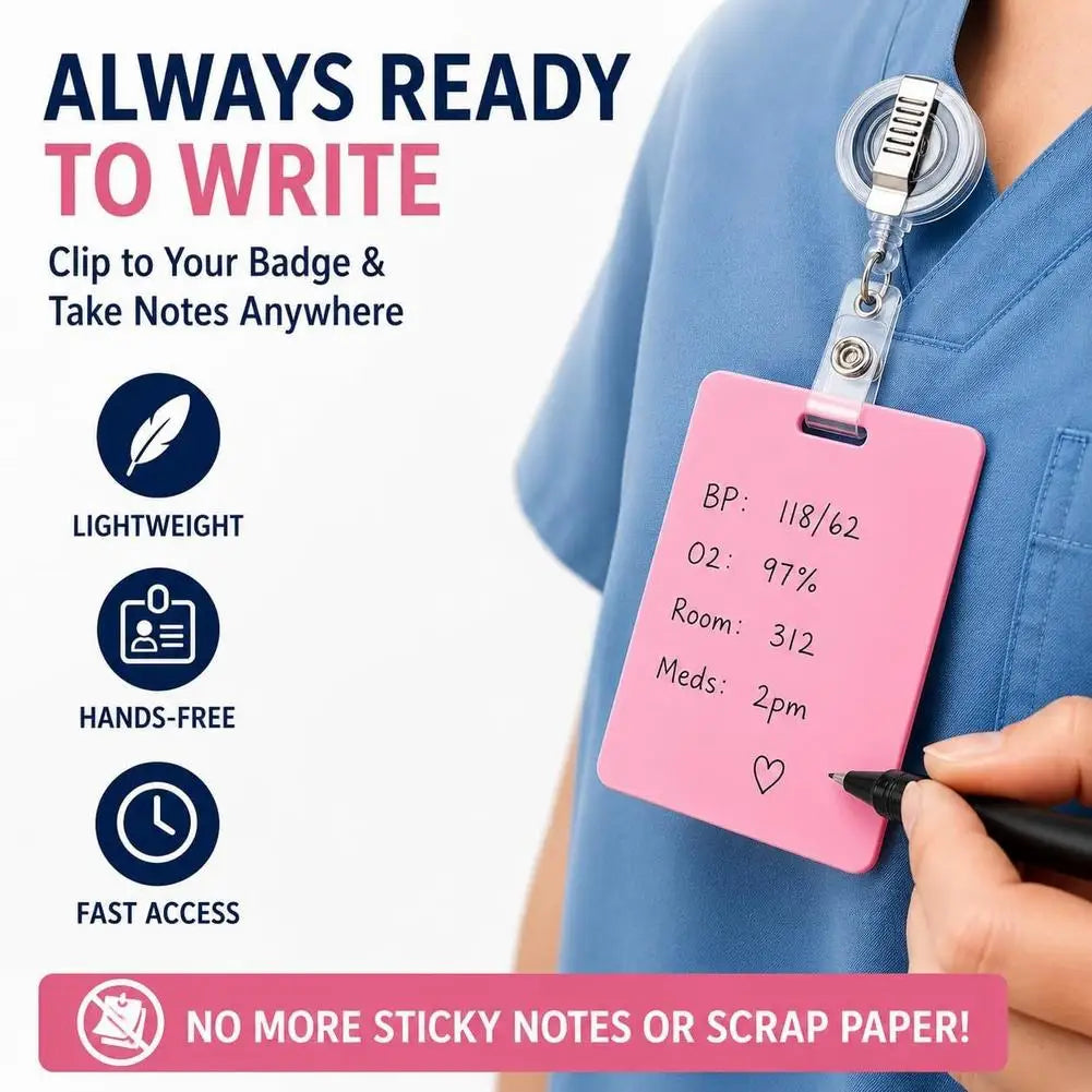 Erasable Badge Sticky Notes Wipeable Writing Surf Reusable Wipe Clean Qme
