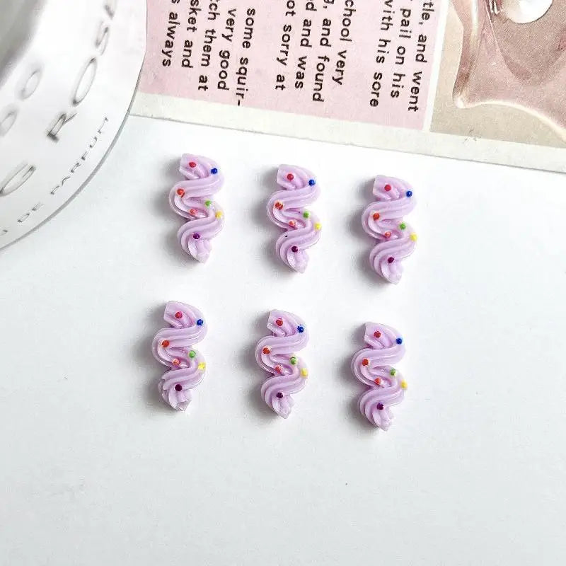 20PCS Cute Cream Strip Nail Art Parts New Mixed Colors Luminous Resin Nail Charms Ice Cream Nails Decoratioon 3D Accessories DIY Qme Purple
