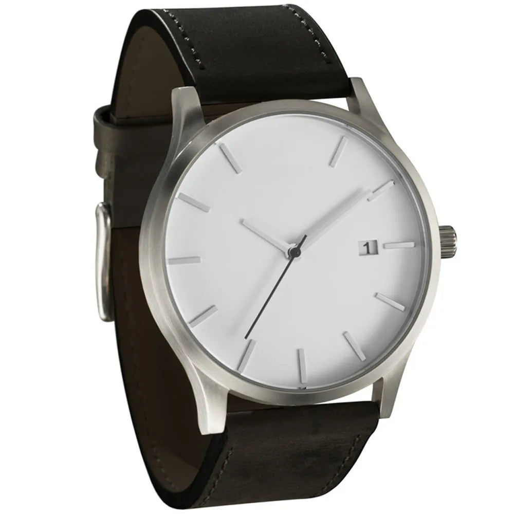 Relogio Masculino Men Watch Fashion Sport Watches New Men's Watch Men Calendar Leather Casual Quartz Clock relojes hombre Qme Black white