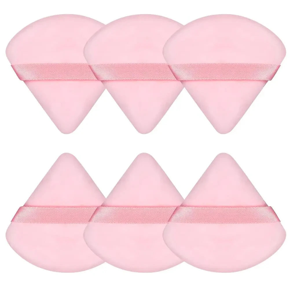 2Pcs Triangle Powder Puff Face Makeup Sponge Soft Velvet Cosmetic Puff Blender Beauty Foundation Sponge Make Up Accessories Qme 6pcs-Pink