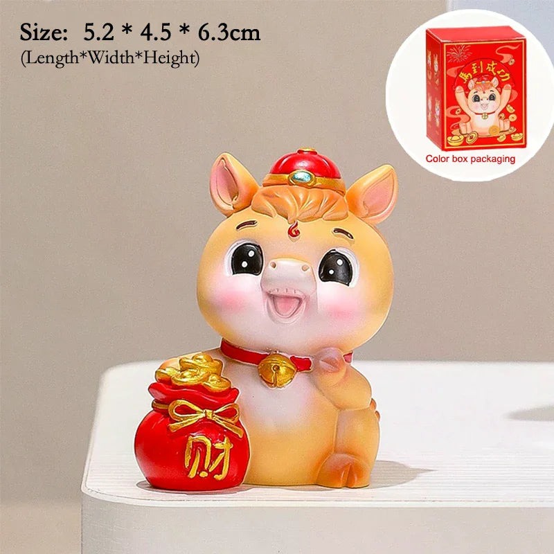 2026 Cute Year Of The Horse Ornament Lucky New Year Horse Toy DIY Desktop Decoration Car Ornament Pony Decor New Year Gift Qme