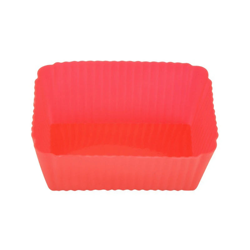 CC115 Silicone Cake Mold Rectang Muffin Cupcake Baking Molds Reusable Qme Red