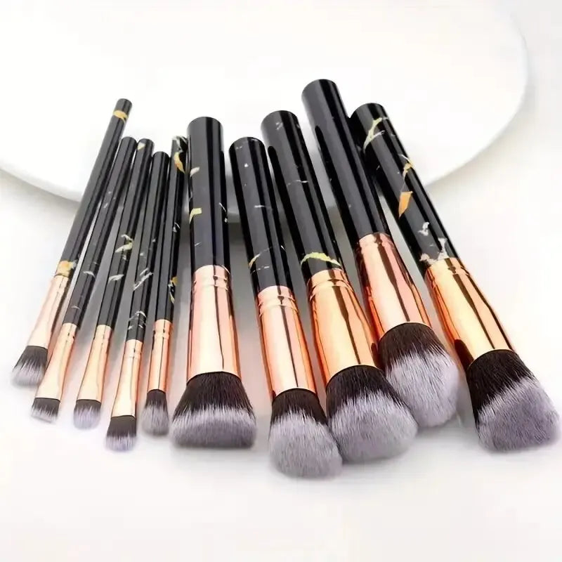 Marble Makeup Brushes Premium Synthetic Kabuki Foundation Blending Qme